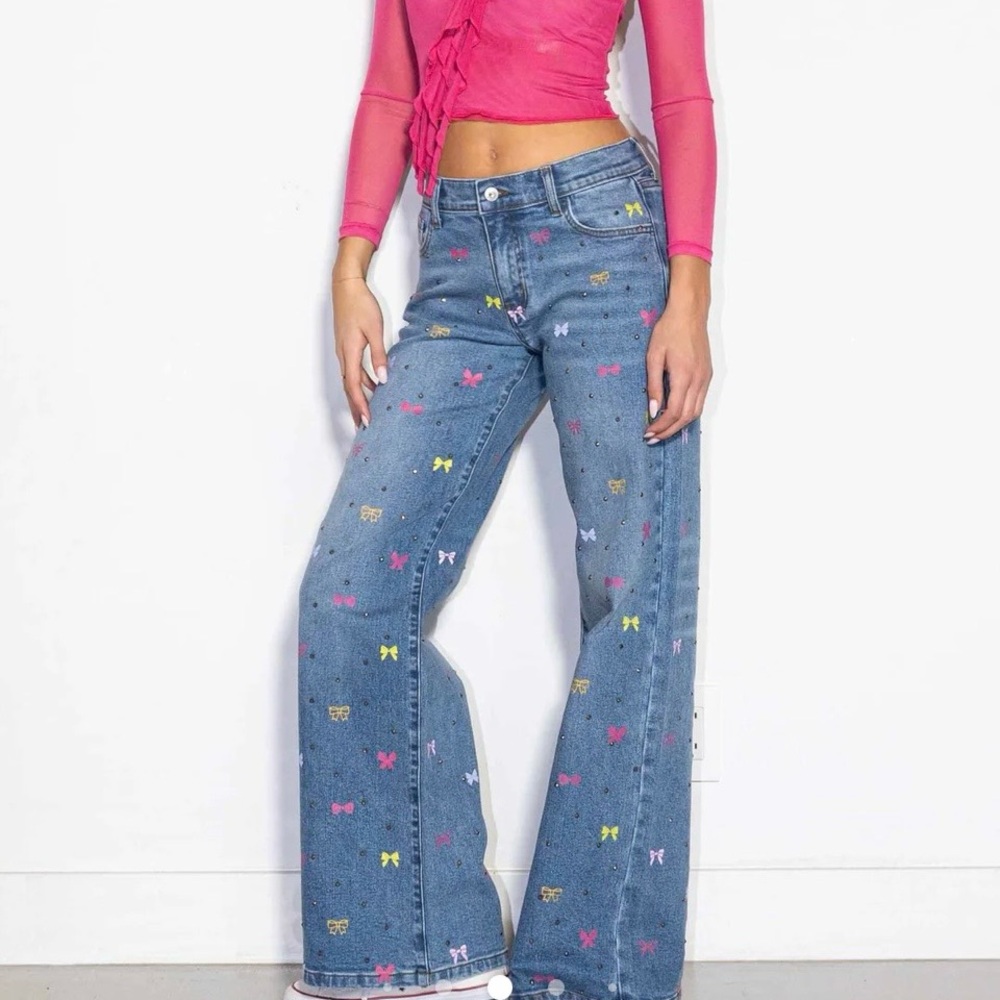 Barbie’s Favorite Wide Jeans - Bows & Rhinestones - Vibrant MiU Size 13 - VBRT